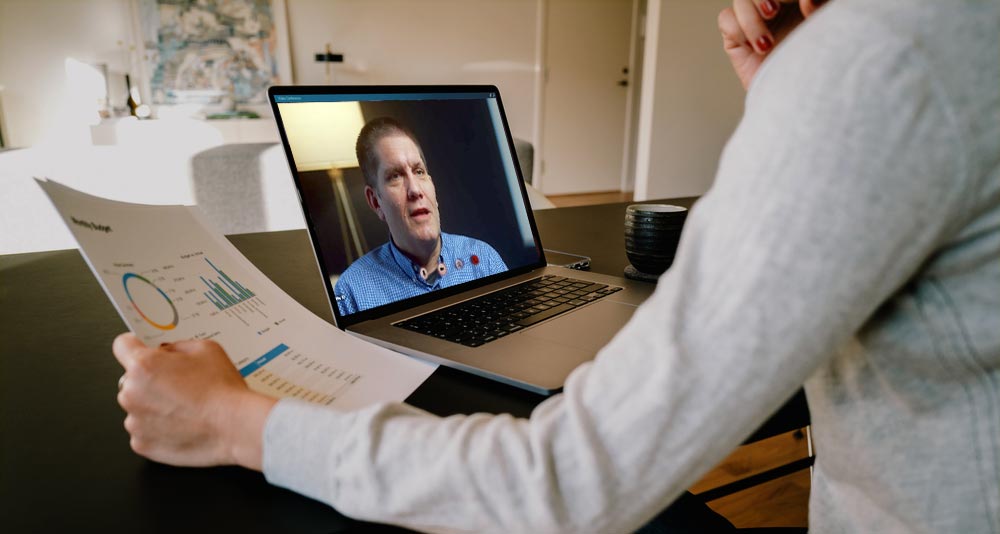A woman on a intro video call with Chad Gammon, advice-only financial planner